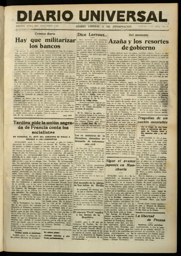 Miniatura de Diario Universal del 9 de abril de 1932