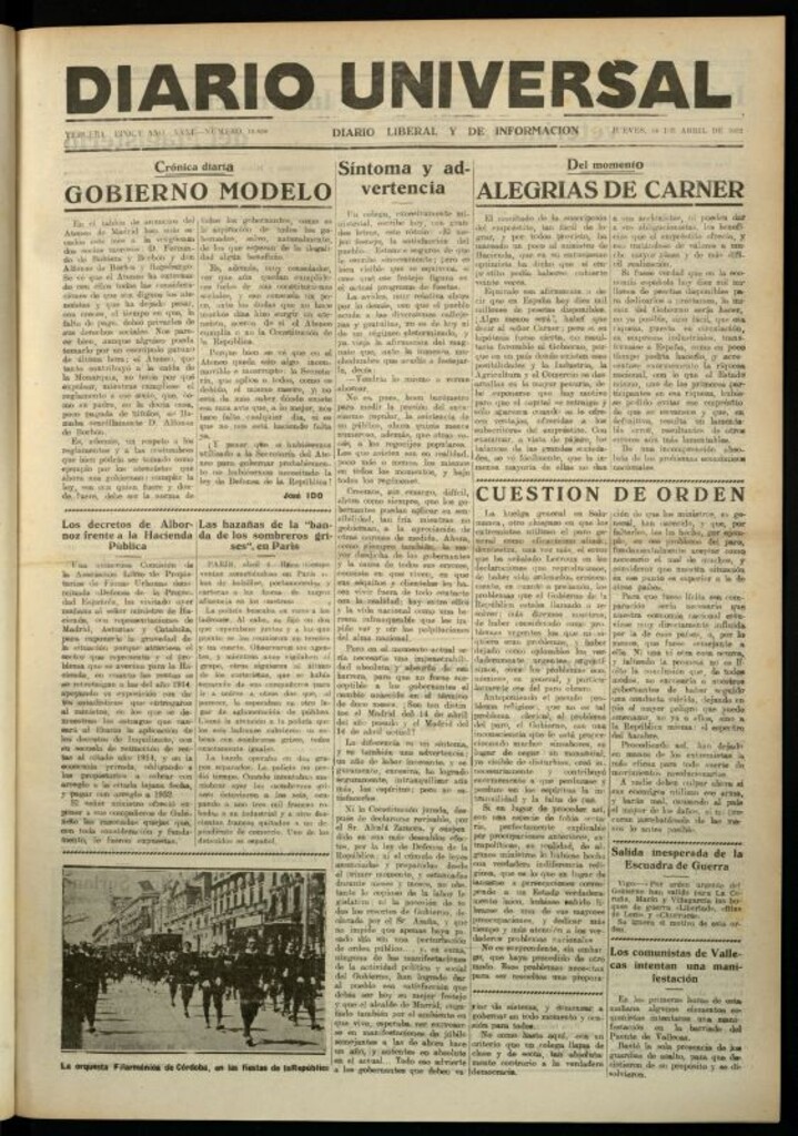 Miniatura de Diario Universal del 14 de abril de 1932