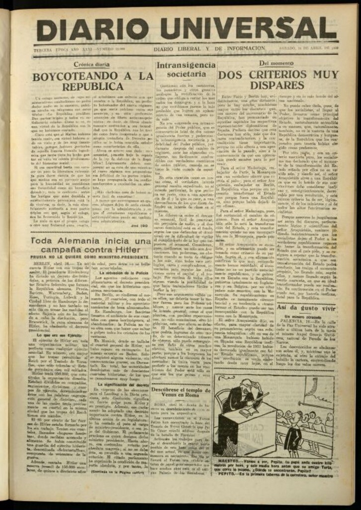 Miniatura de Diario Universal del 16 de abril de 1932