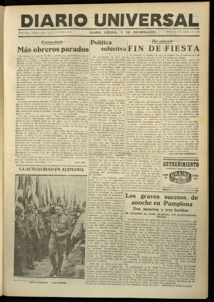 Miniatura de Diario Universal del 18 de abril de 1932