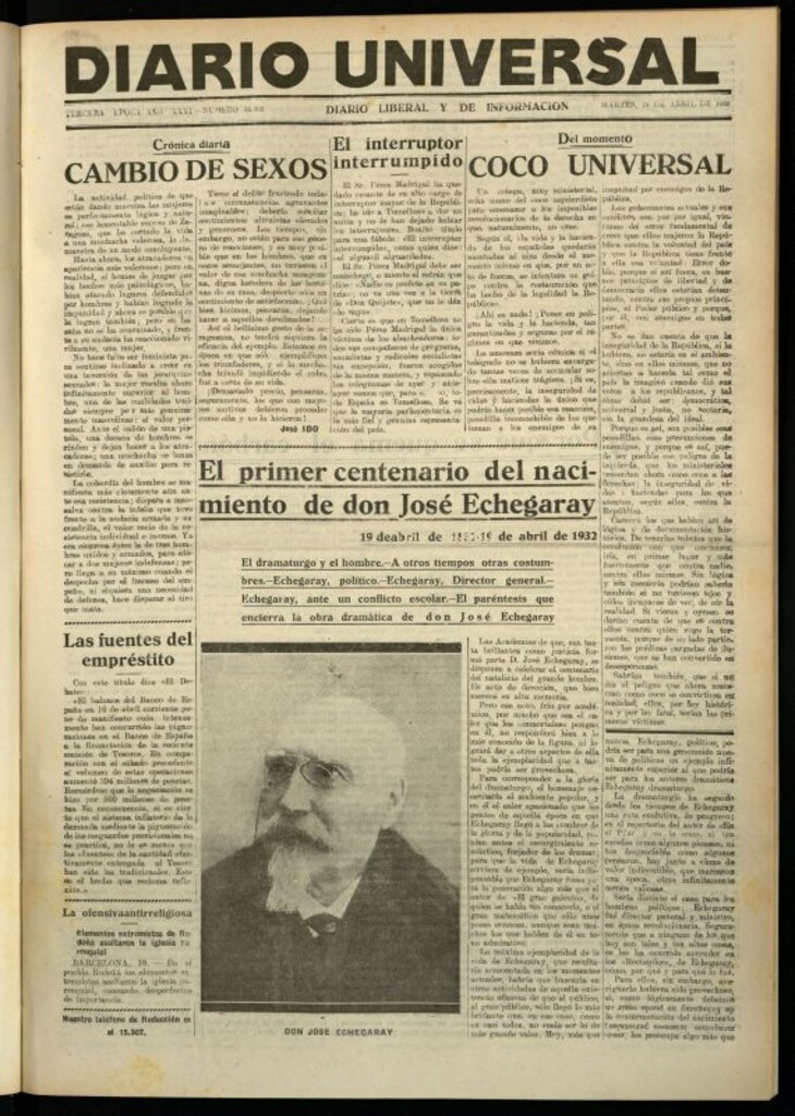 Miniatura de Diario Universal del 19 de abril de 1932