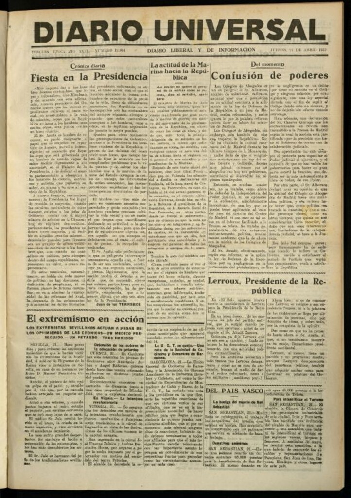 Miniatura de Diario Universal del 21 de abril de 1932