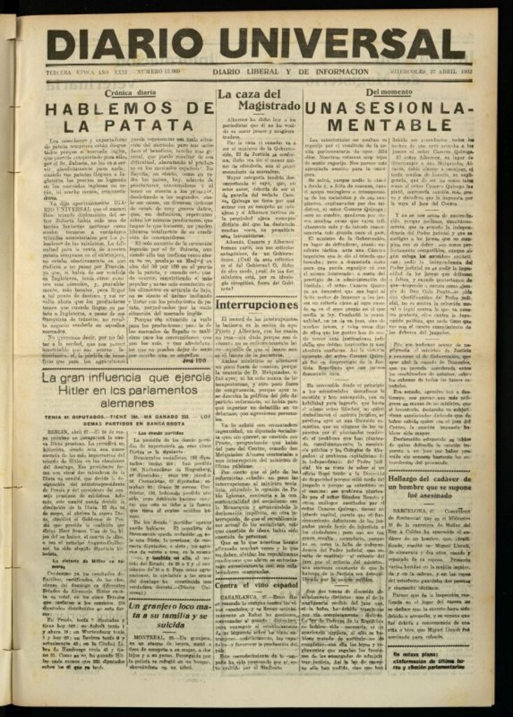 Miniatura de Diario Universal del 27 de abril de 1932
