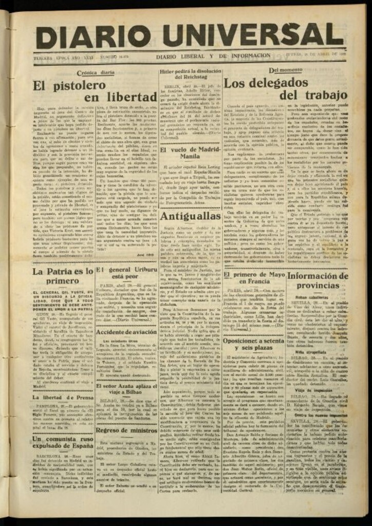 Miniatura de Diario Universal del 28 de abril de 1932