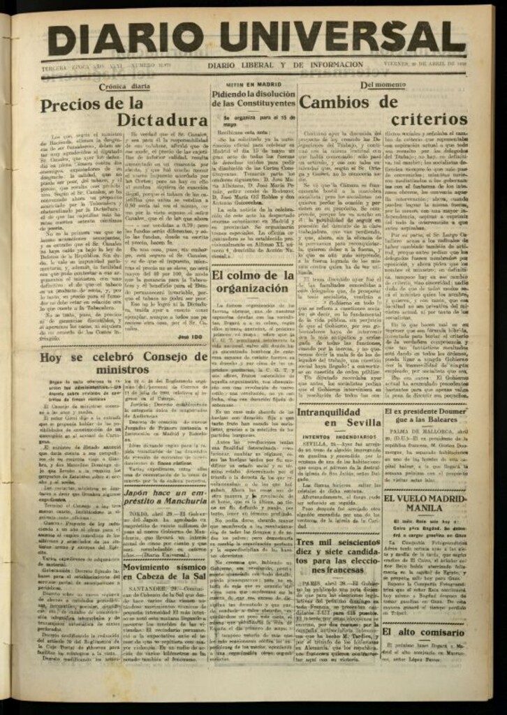 Miniatura de Diario Universal del 29 de abril de 1932