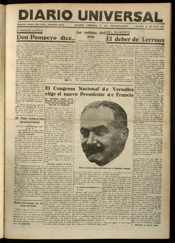 Miniatura de Diario Universal del 10 de mayo de 1932