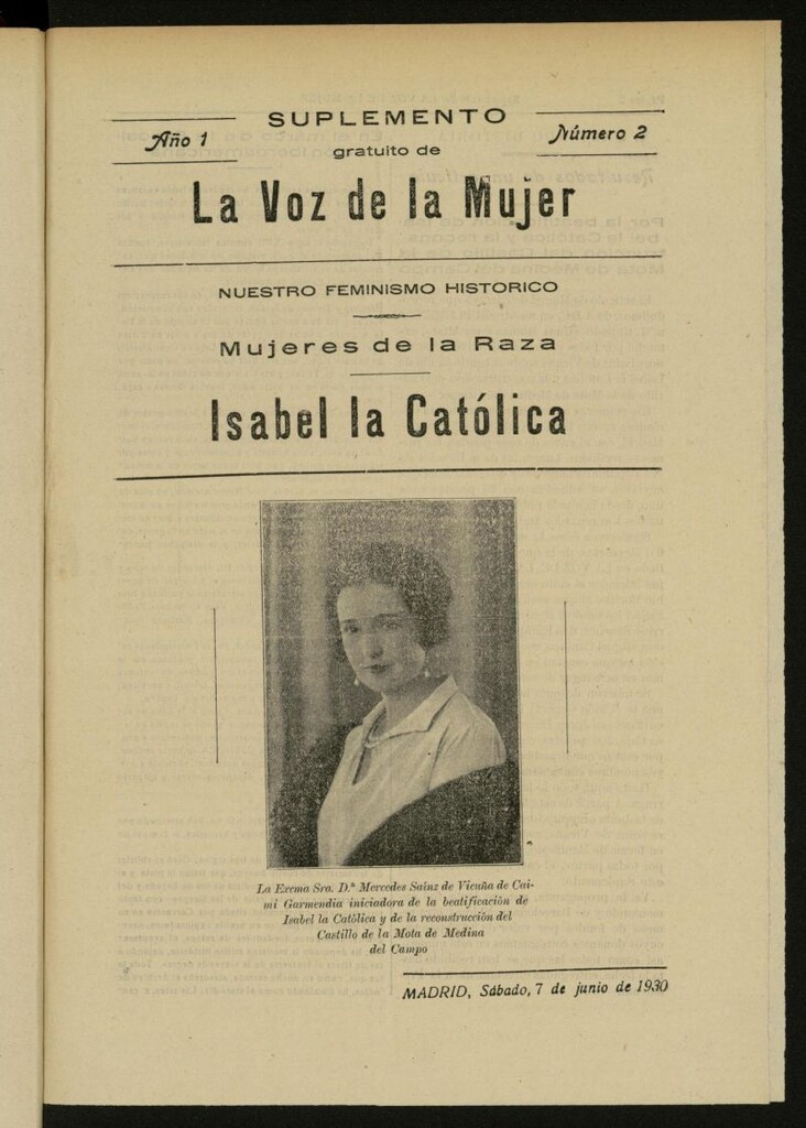 Miniatura de La Voz de la Mujer: revista mensual dedicada a la defensa de la mujer española del 7 de junio de 1930, suplemento nº 2