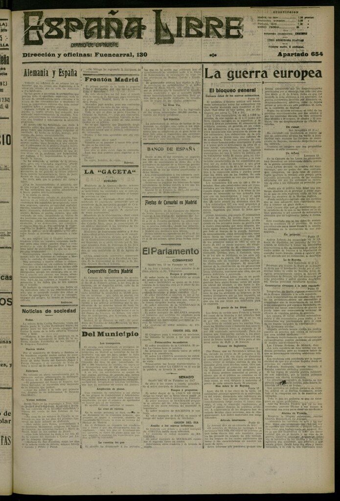 Miniatura de España Libre : Diario de la noche [s/d, s/nº] de 1917