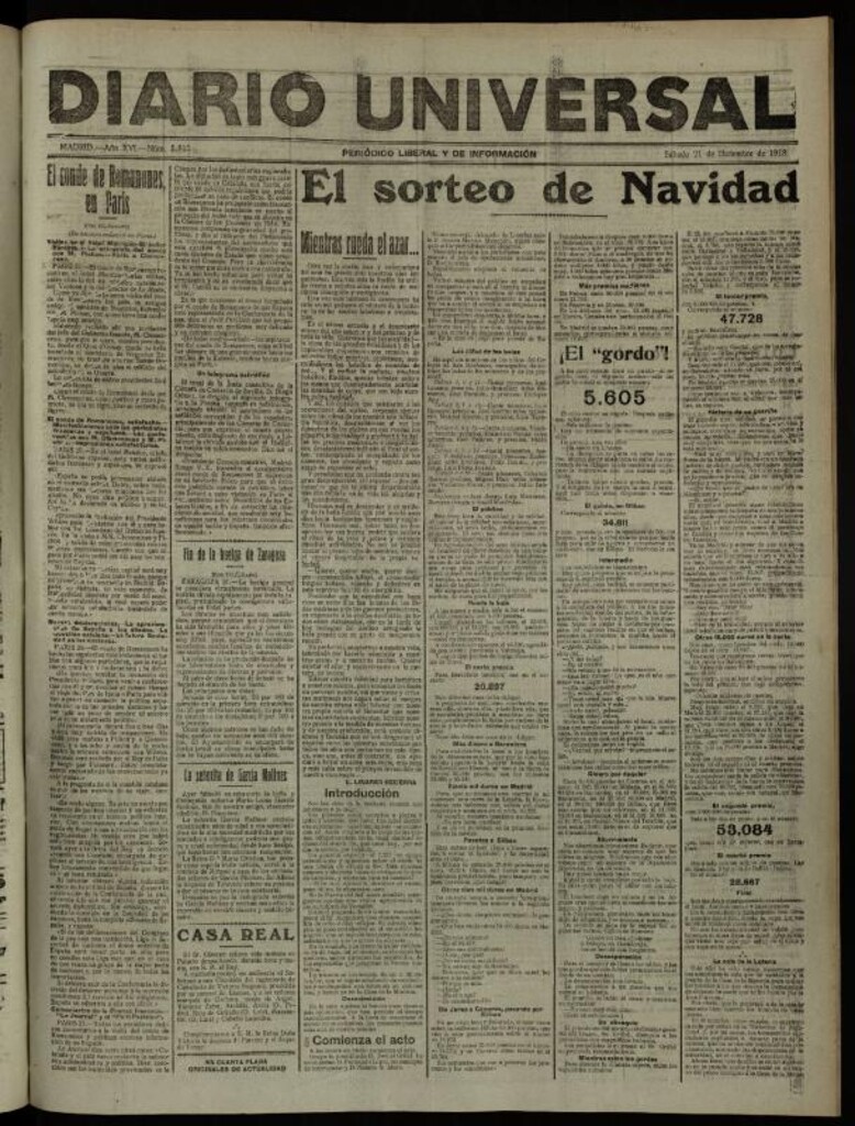 Miniatura de Diario Universal del 21 de diciembre de 1918