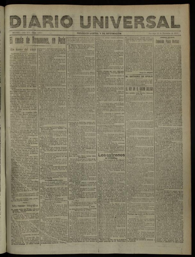 Miniatura de Diario Universal del 22 de diciembre de 1918