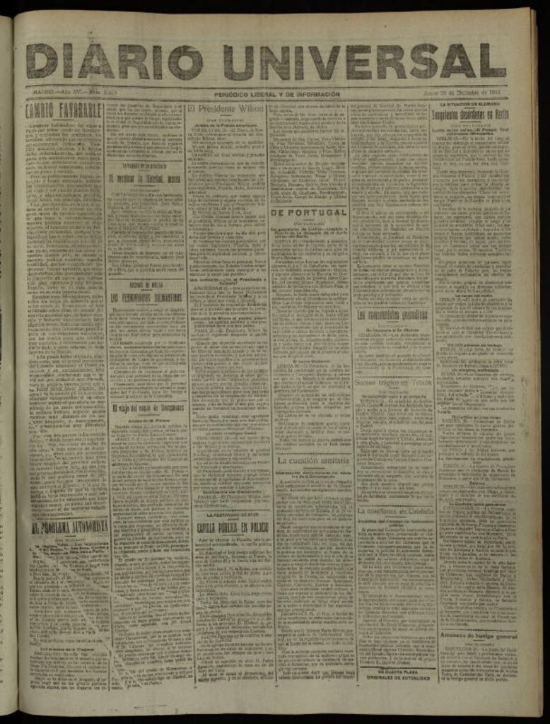 Miniatura de Diario Universal del 26 de diciembre de 1918