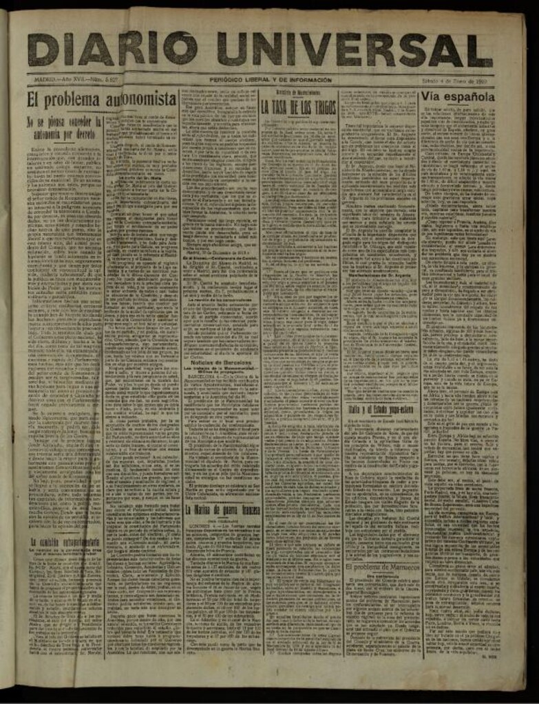 Miniatura de Diario Universal del 4 de enero de 1919