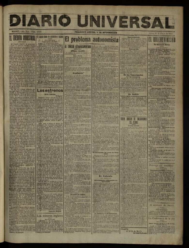 Miniatura de Diario Universal del 16 de enero de 1919