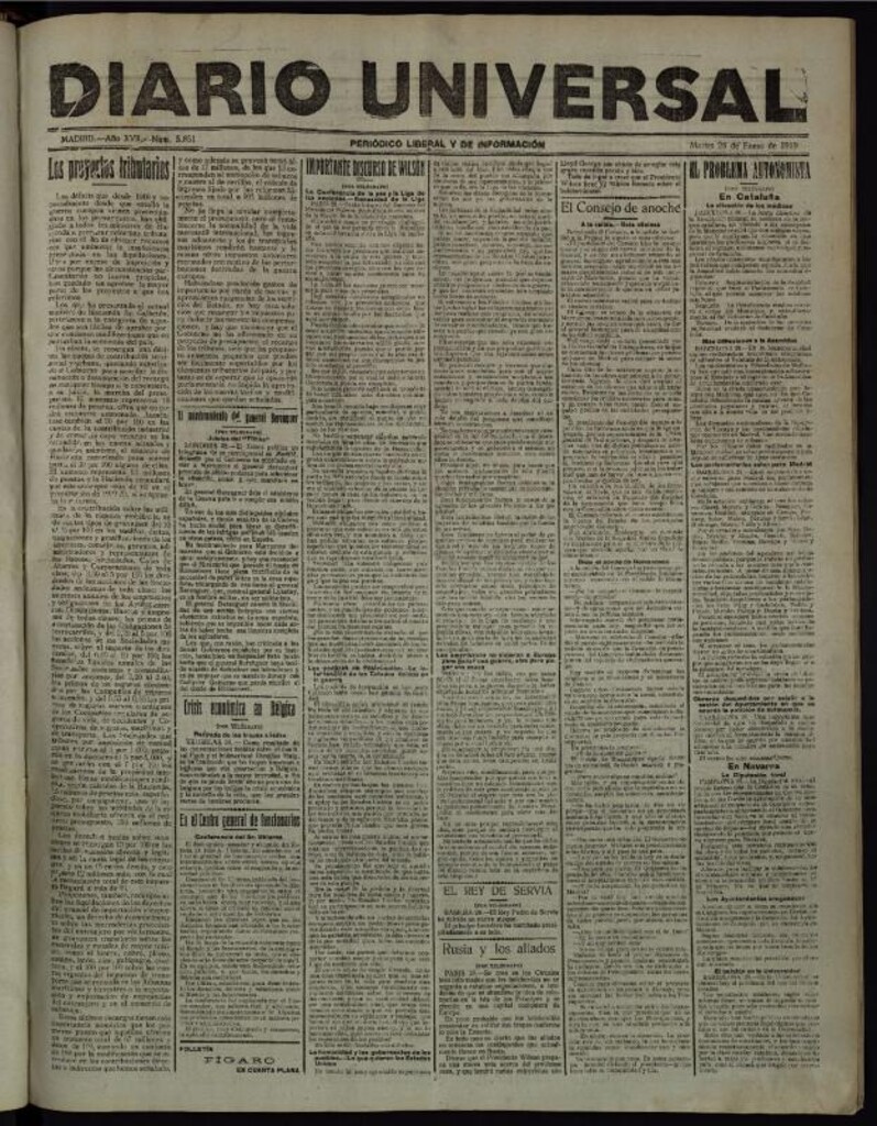 Miniatura de Diario Universal del 28 de enero de 1919