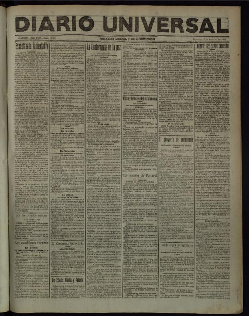 Miniatura de Diario Universal del 5 de febrero de 1919