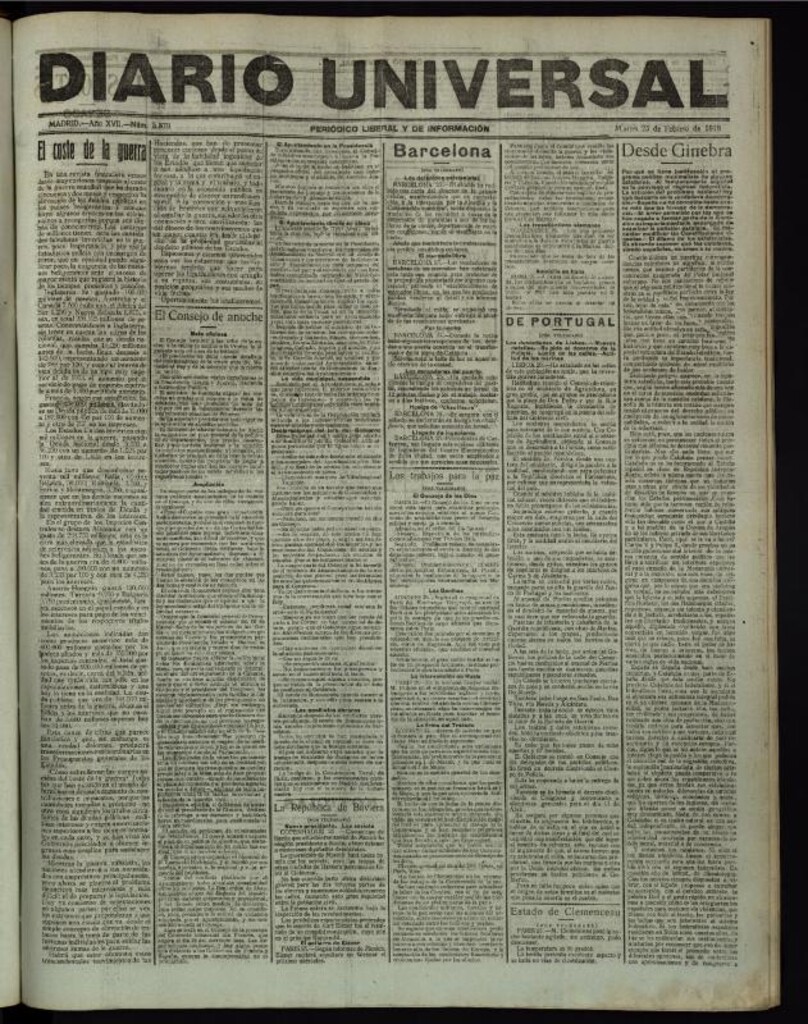Miniatura de Diario Universal del 25 de febrero de 1919