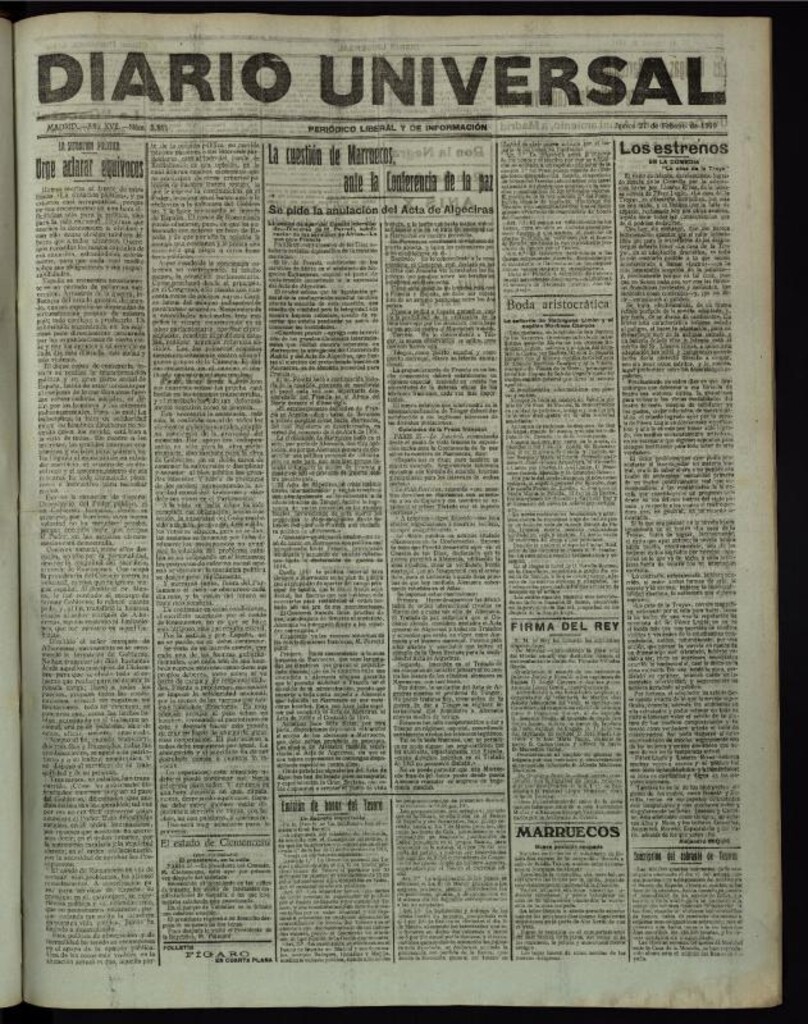 Miniatura de Diario Universal del 27 de febrero de 1919