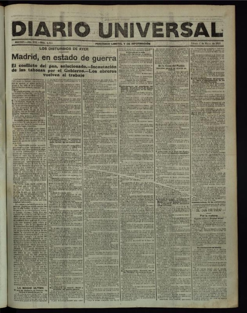 Miniatura de Diario Universal del 1 de marzo de 1919