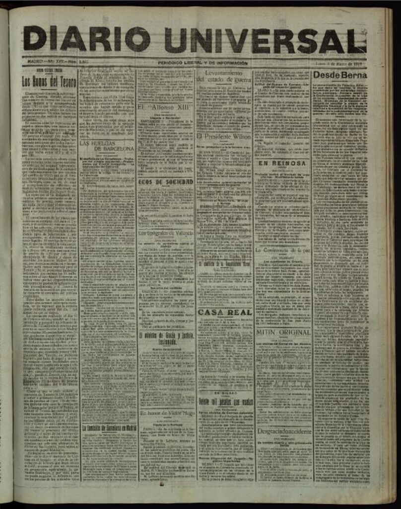 Miniatura de Diario Universal del 3 de marzo de 1919