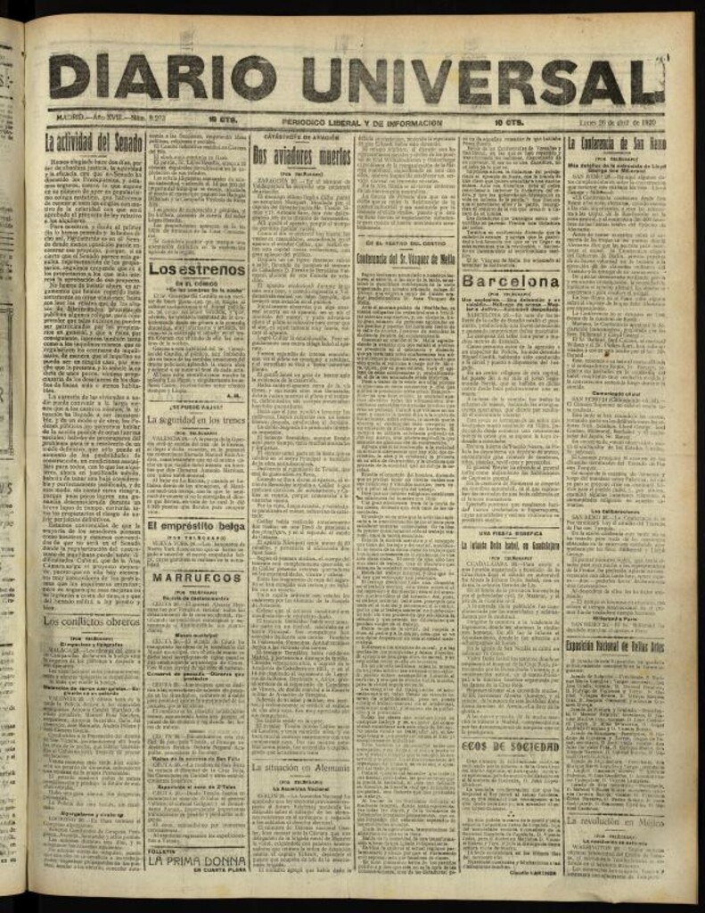 Miniatura de Diario Universal del 26 de abril de 1920