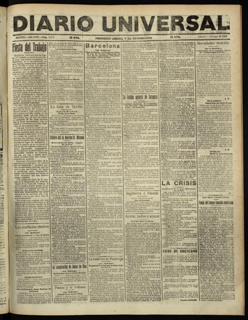 Miniatura de Diario Universal del 1 de mayo de 1920