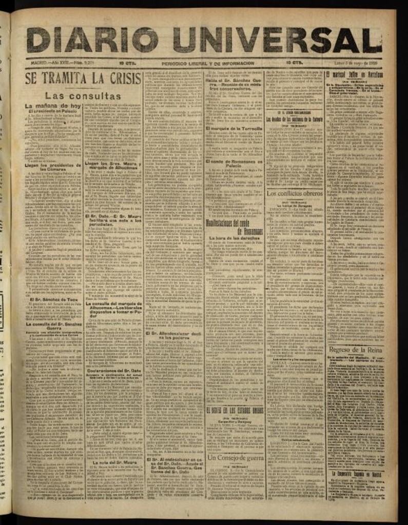 Miniatura de Diario Universal del 3 de mayo de 1920