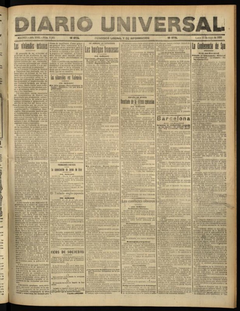 Miniatura de Diario Universal del 10 de mayo de 1920