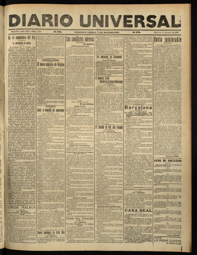 Miniatura de Diario Universal del 12 de mayo de 1920