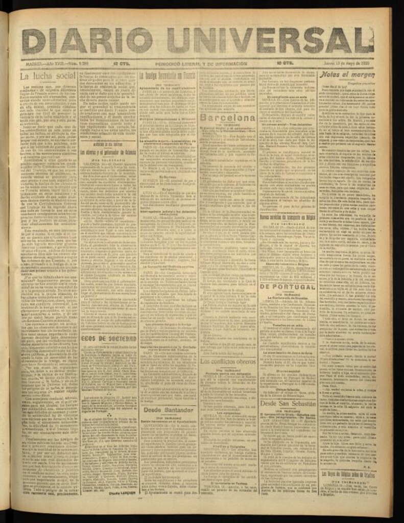 Miniatura de Diario Universal del 13 de mayo de 1920