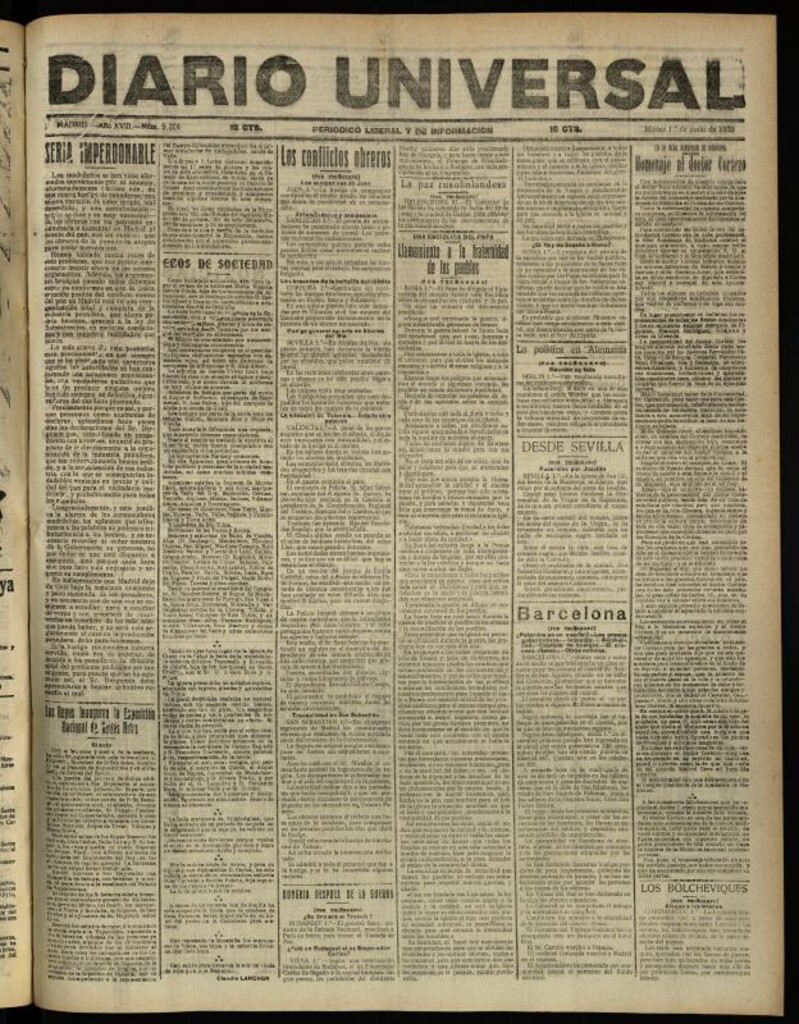 Miniatura de Diario Universal del 1 de junio de 1920