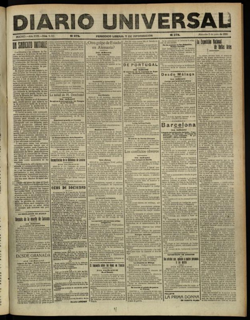 Miniatura de Diario Universal del 2 de junio de 1920