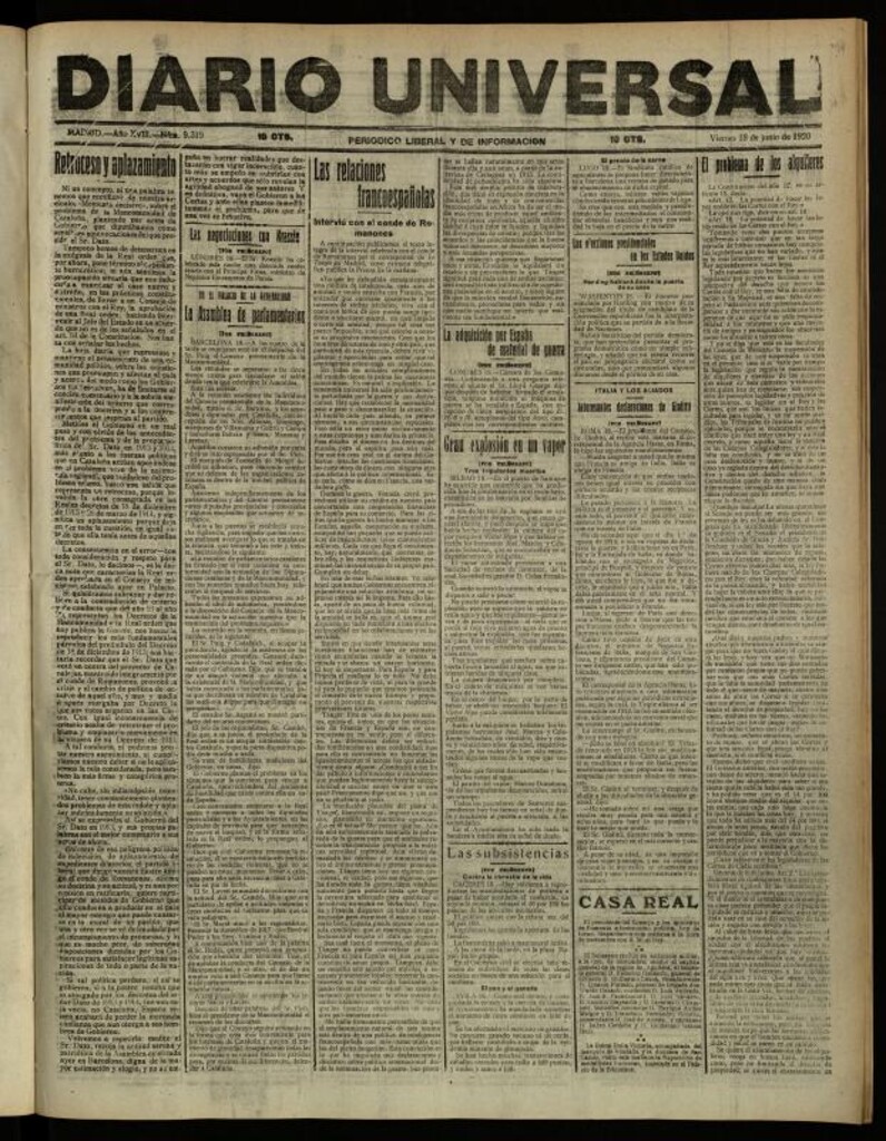 Miniatura de Diario Universal del 18 de junio de 1920