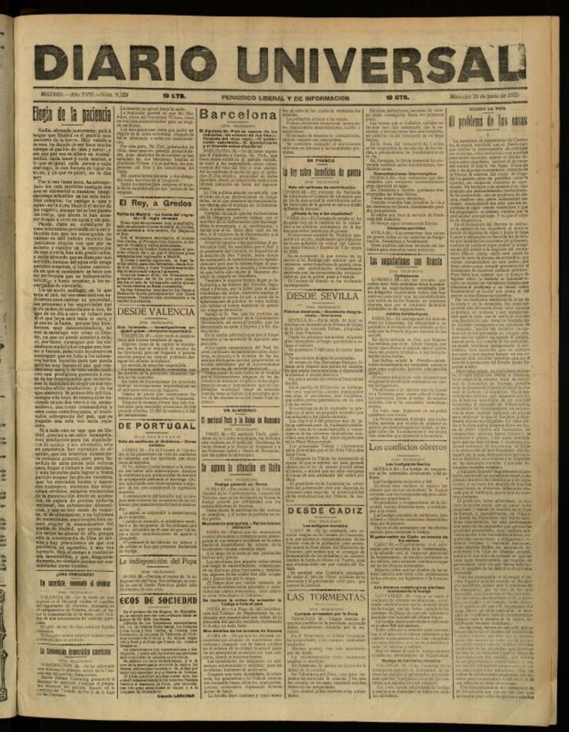 Miniatura de Diario Universal del 30 de junio de 1920