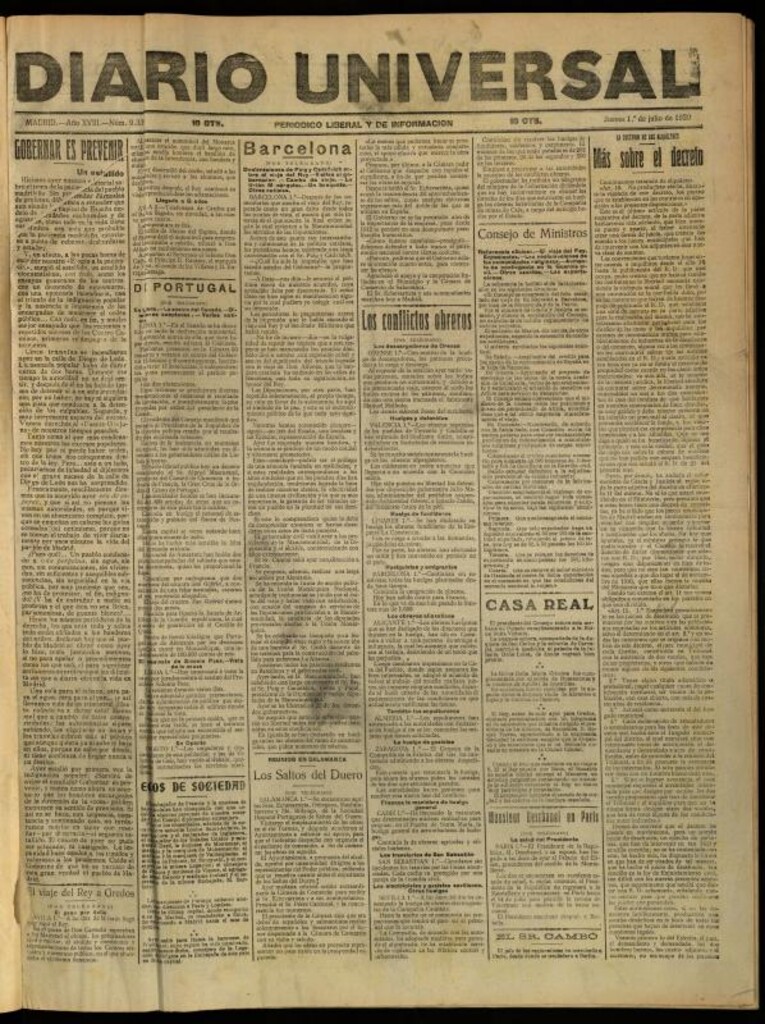 Miniatura de Diario Universal del 1 de julio de 1920