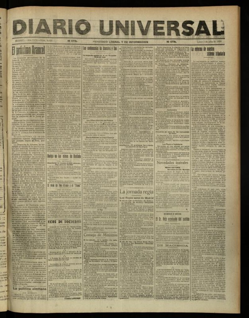 Miniatura de Diario Universal del 5 de julio de 1920