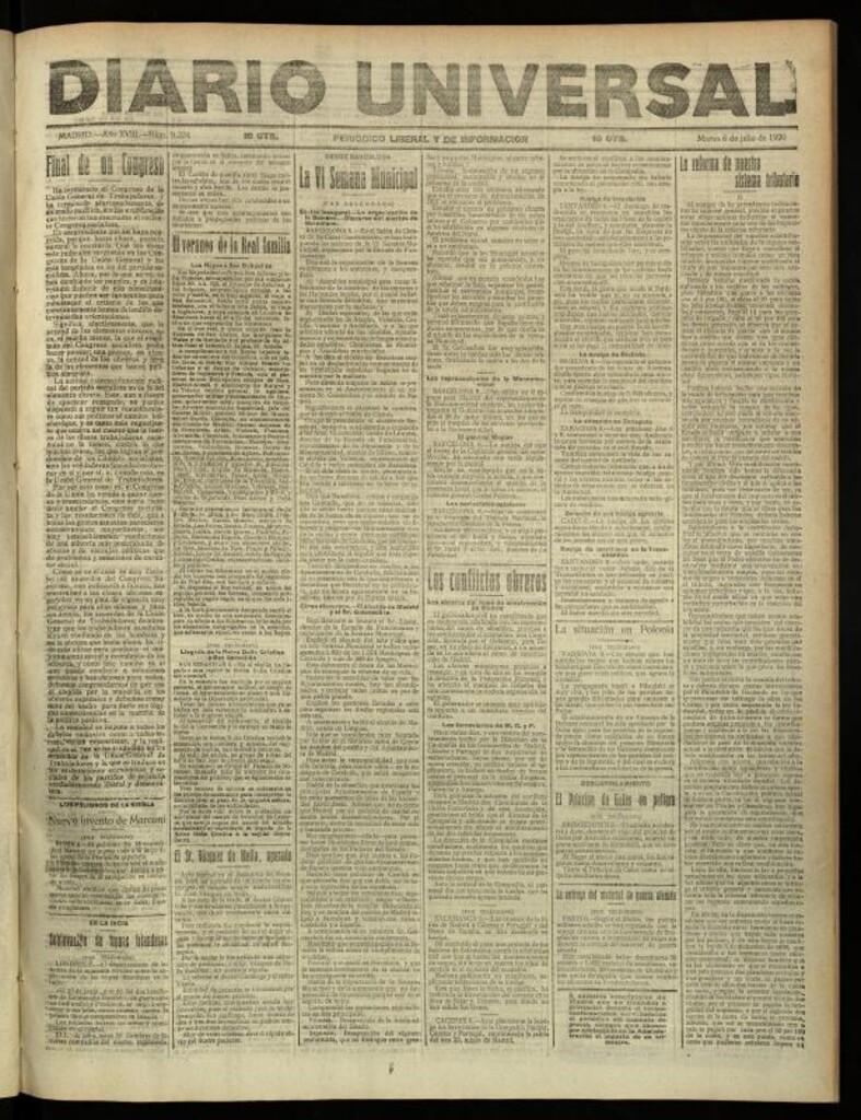 Miniatura de Diario Universal del 6 de julio de 1920