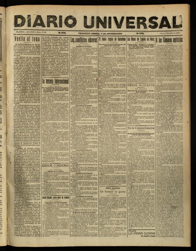 Miniatura de Diario Universal del 8 de julio de 1920
