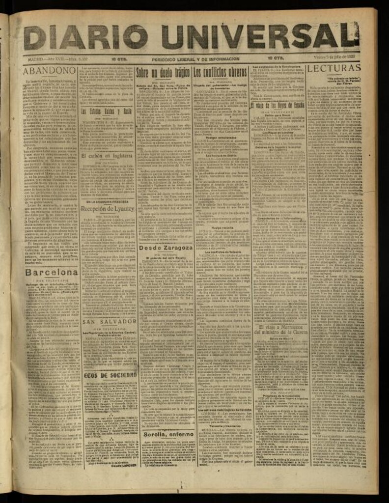 Miniatura de Diario Universal del 9 de julio de 1920