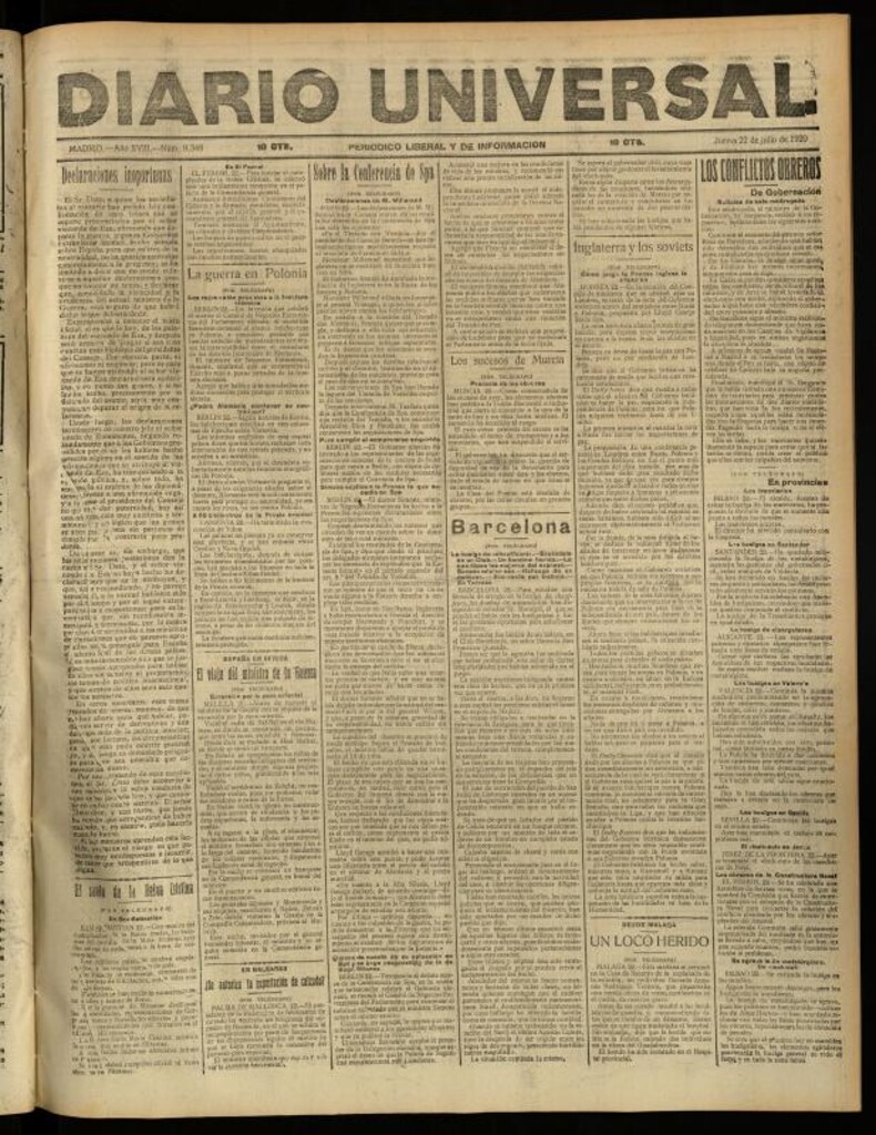 Miniatura de Diario Universal del 22 de julio de 1920
