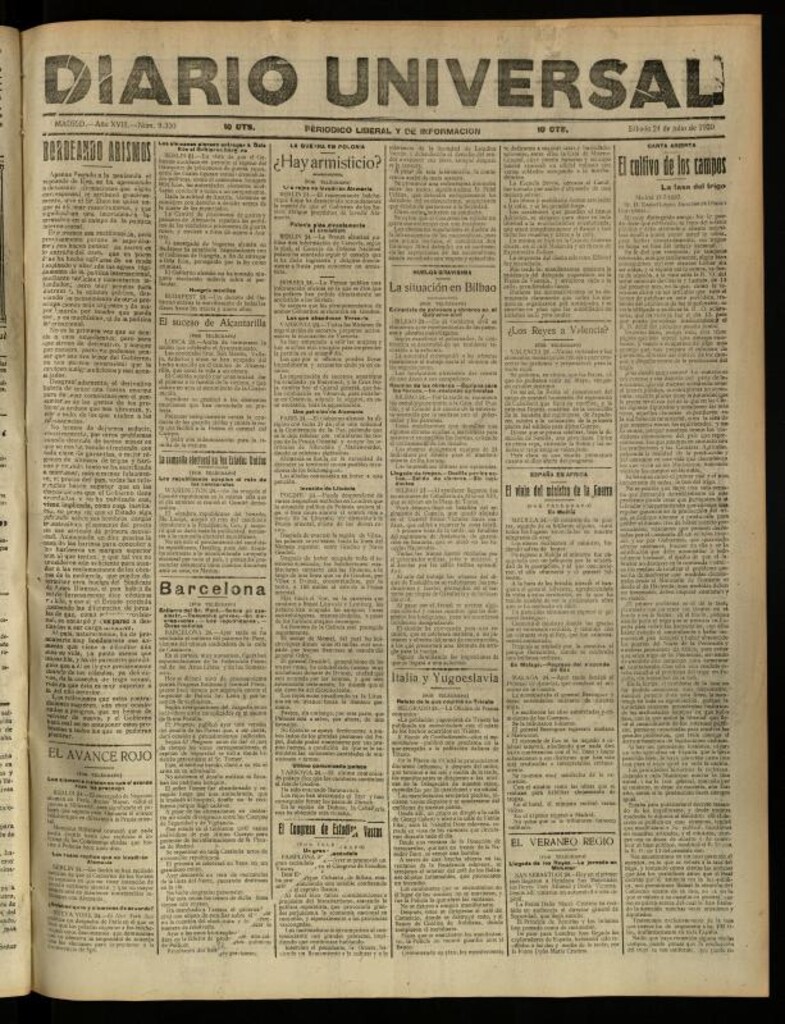 Miniatura de Diario Universal del 24 de julio de 1920