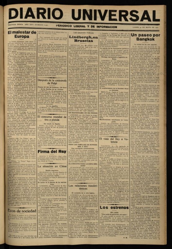 Miniatura de Diario Universal del 30 de mayo de 1927