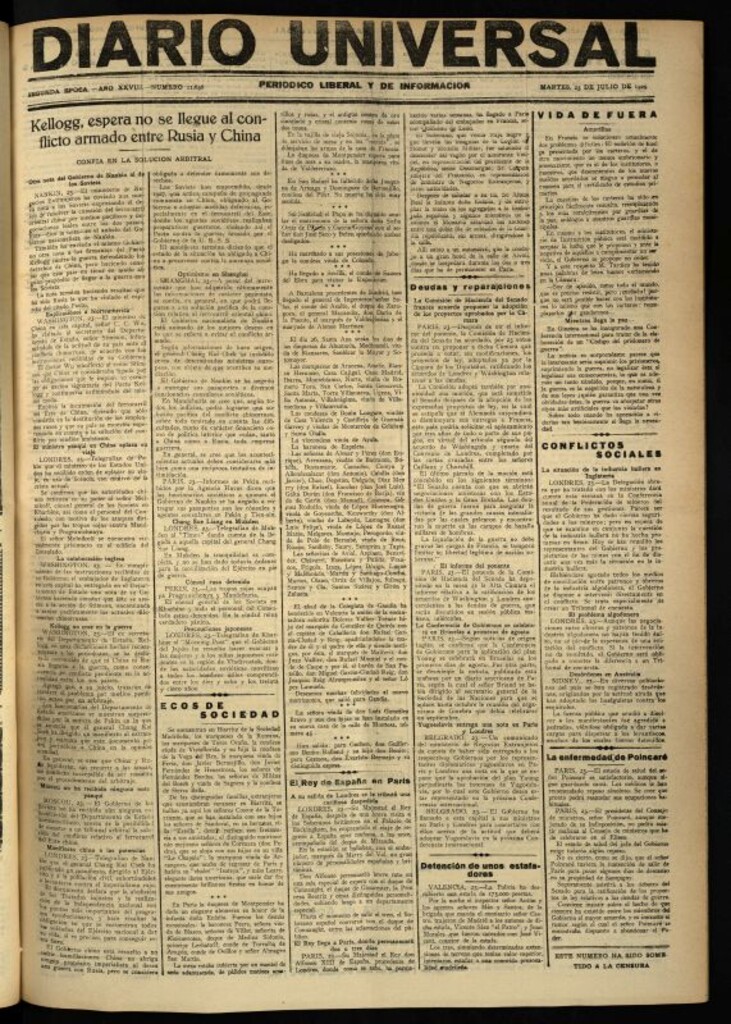 Miniatura de Diario Universal del 23 de julio de 1929