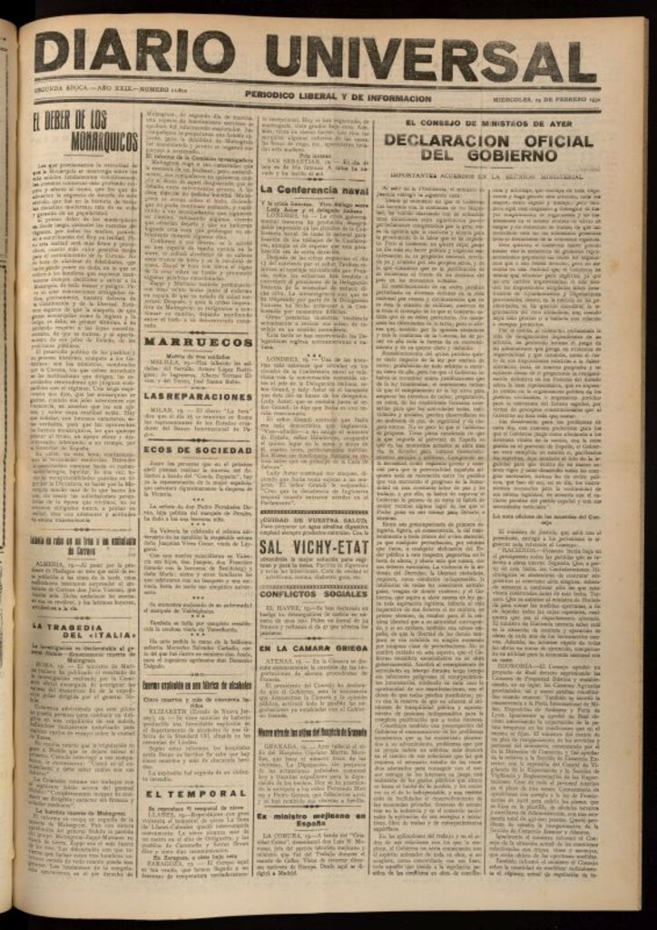Miniatura de Diario Universal del 19 de febrero de 1930