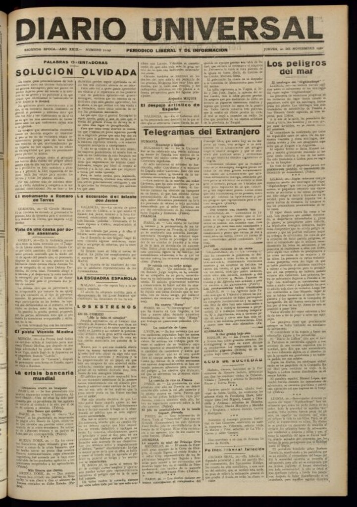 Miniatura de Diario Universal del 20 de noviembre de 1930