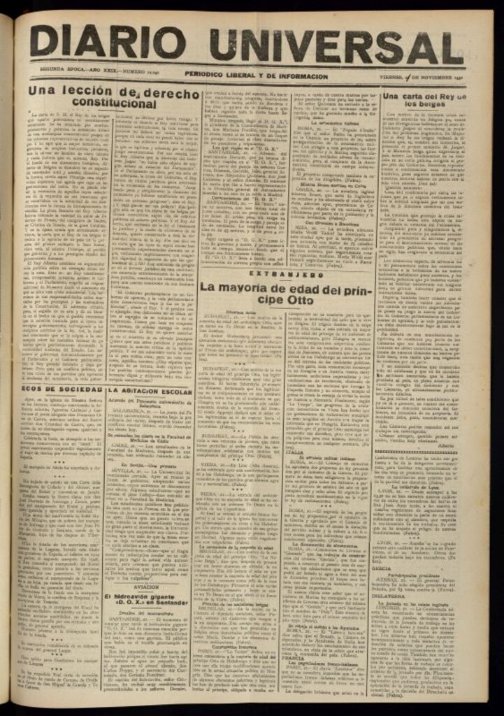 Miniatura de Diario Universal del 21 de noviembre de 1930