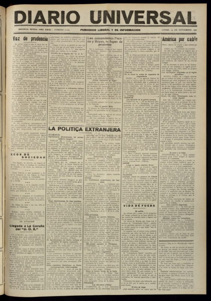Miniatura de Diario Universal del 24 de noviembre de 1930