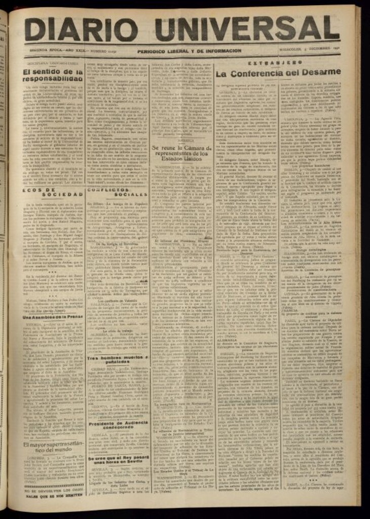 Miniatura de Diario Universal del 3 de diciembre de 1930