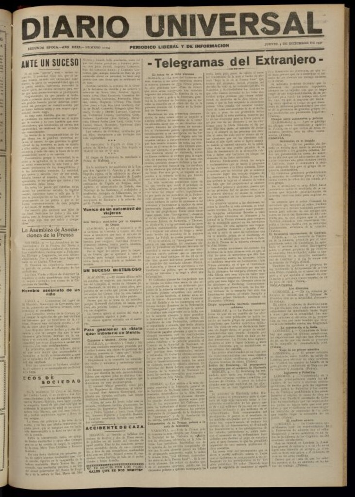 Miniatura de Diario Universal del 4 de diciembre de 1930