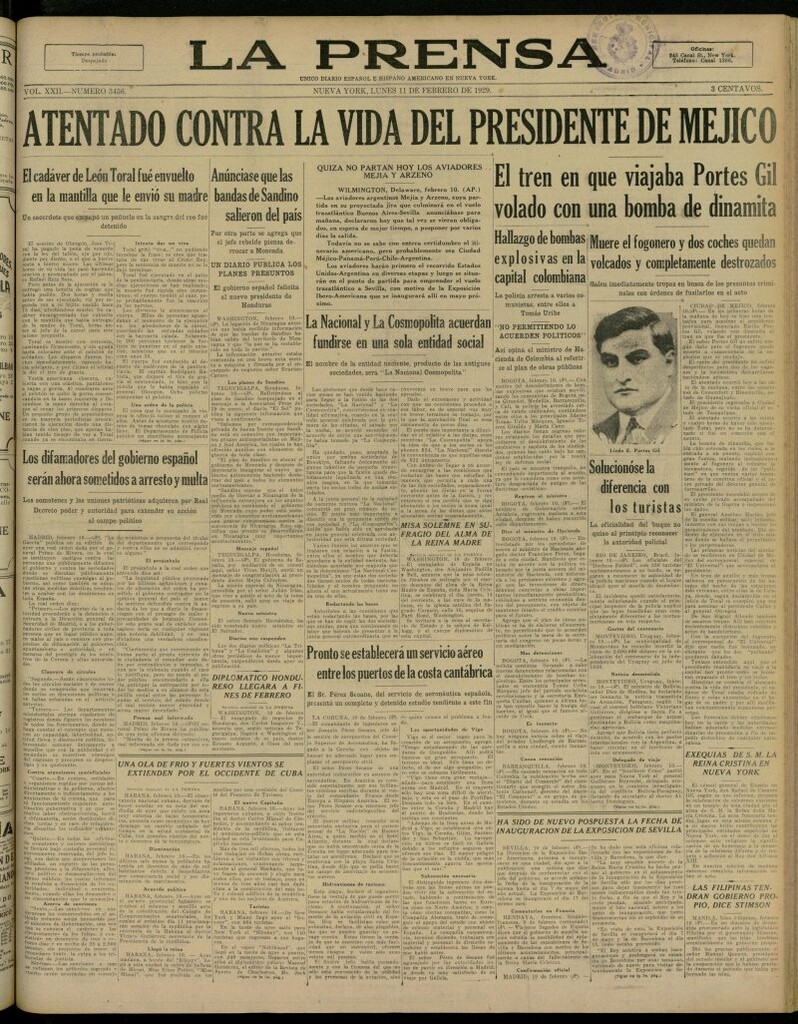 Miniatura de La Prensa: único diario español e hispano americano en Nueva York, del 11 de febrero de 1929, nº 3456