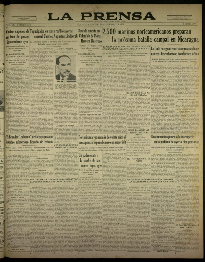 Miniatura de La Prensa: único diario español e hispano americano en Nueva York, del 4 de enero de 1928, nº 3110